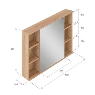 Зеркальный шкаф Onika Легран 209031 90 см дуб галифакс